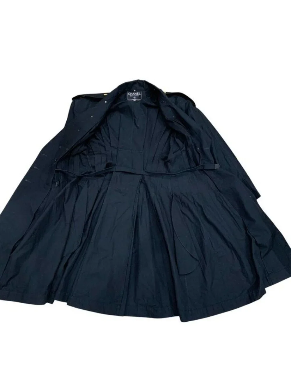 Chanel CC Logo Gold Button Vintage Dress 40 Black